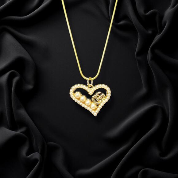 Heart Zipper Gucci Pull Button Charm with Free 18in Gold Plated Snake Chain - Picture 4 of 6